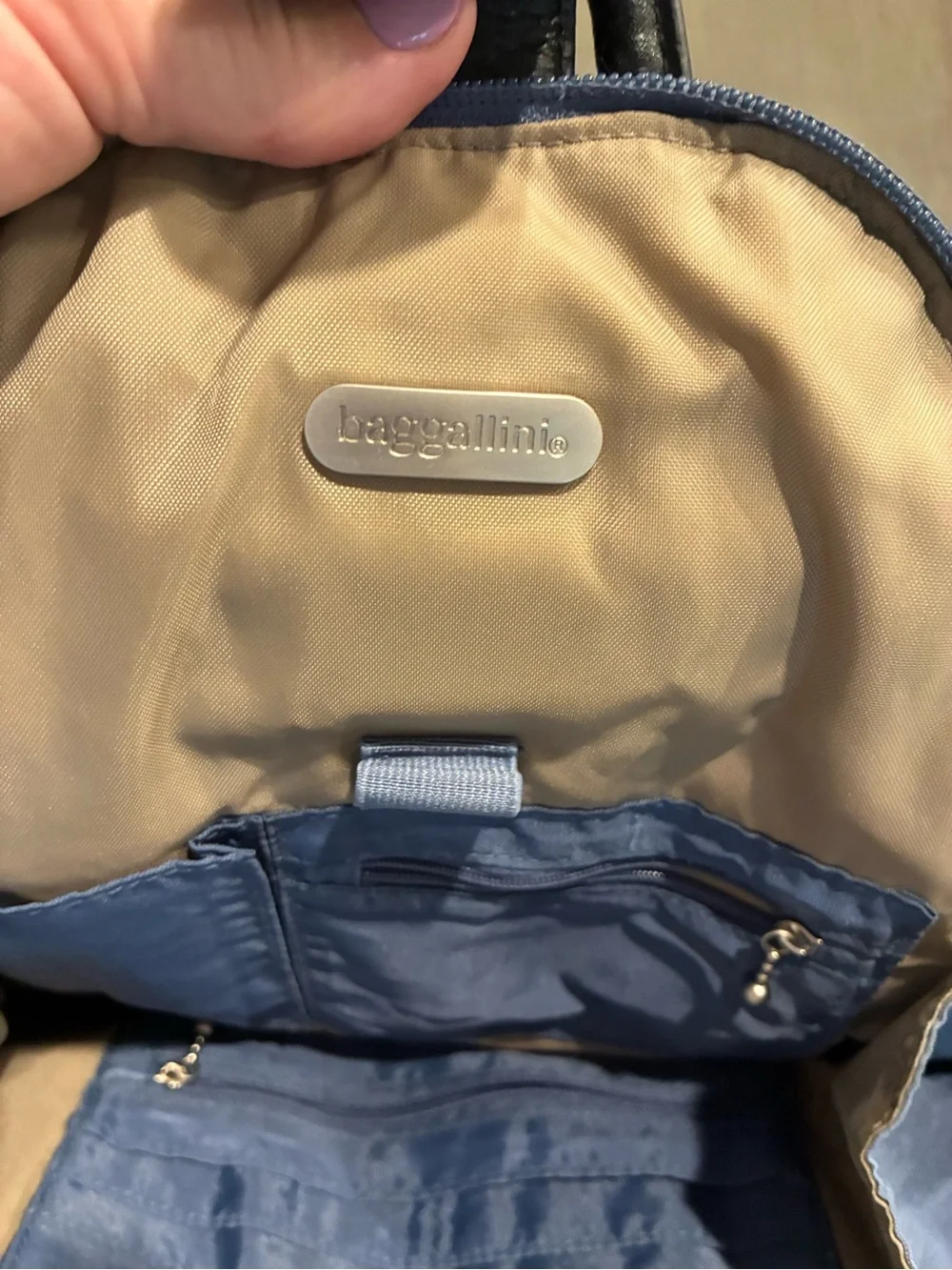 Baggallini Blue Triangular Canvas Backpack - Unbranded